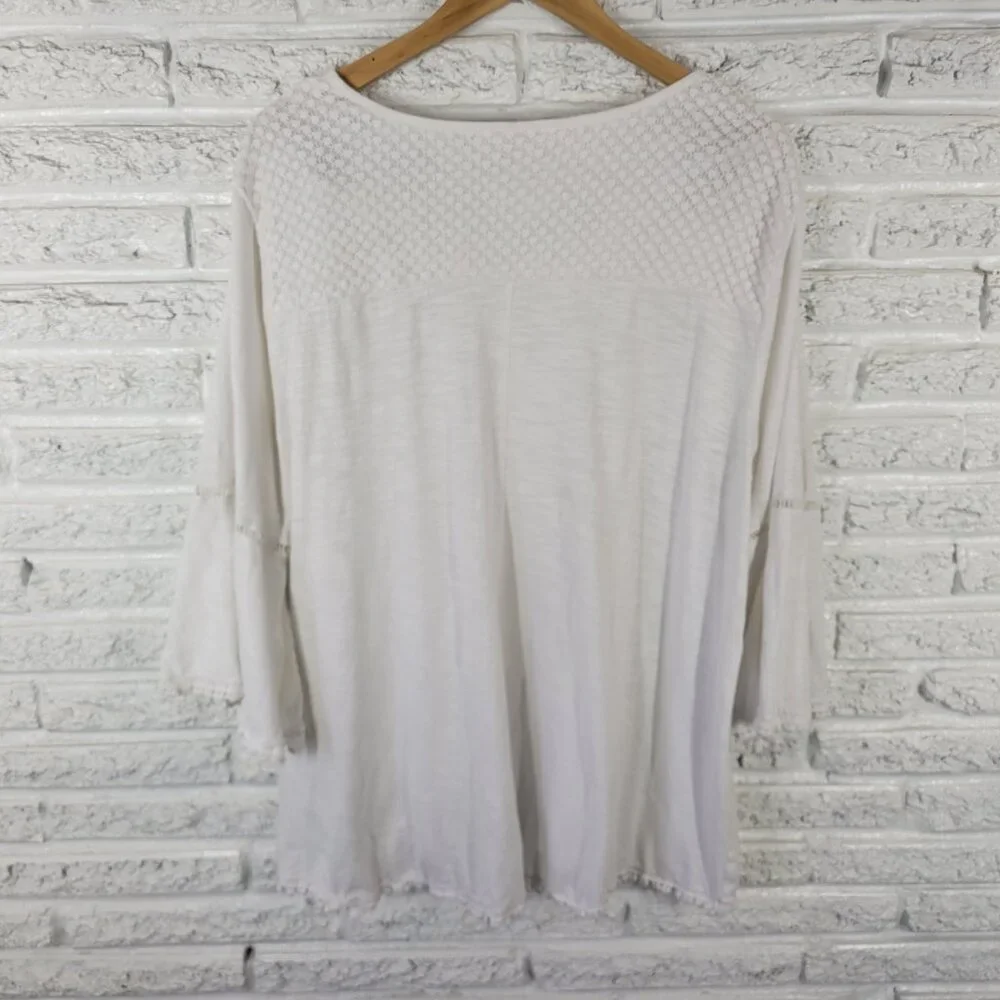 Style & Co Women's 3X Top White 100% Cotton 3/4 Bell Sleeve Pullover WHI38E - Picture 8 of 12
